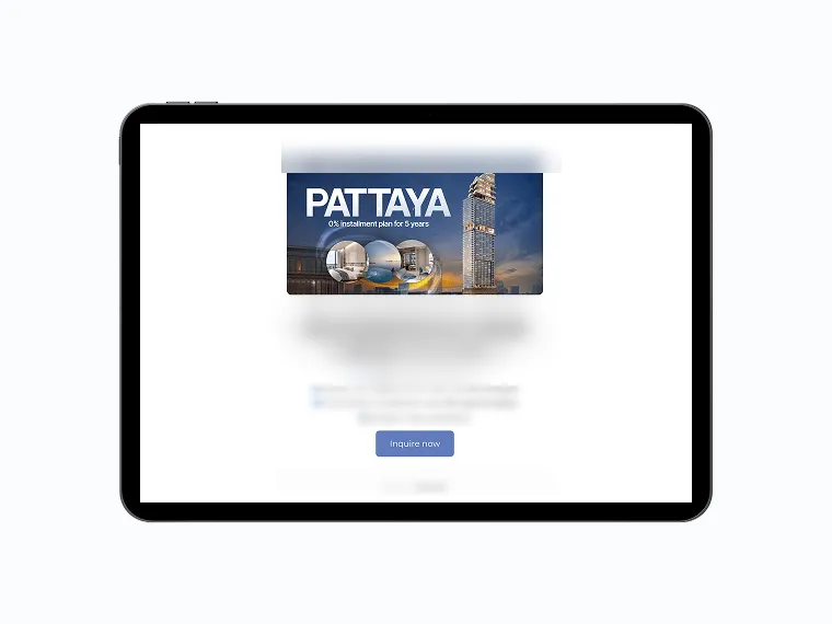 Посадочная страница продвигаемого проекта на планшете
